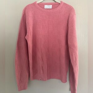 Men’s Christian Dior 100% Orlon Acrylic Crew-Neck Sweater in Salmon